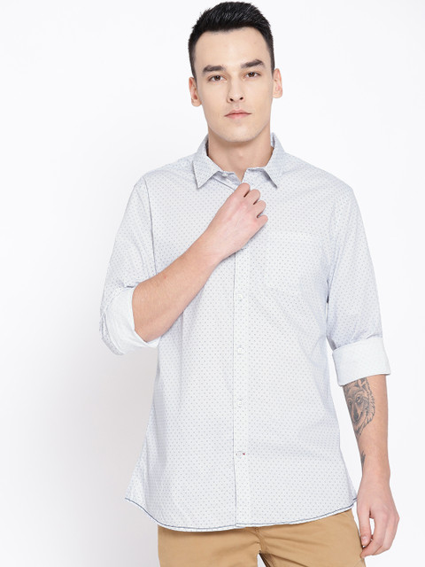 

Sangria Men Grey & Blue Slim Fit Printed Casual Shirt