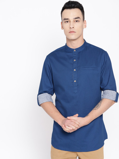 

Sangria Men Navy Blue Slim Fit Solid Casual Shirt