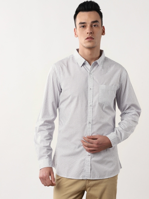 

Sangria Men Off-White & Grey Slim Fit Printed Casual Shirt