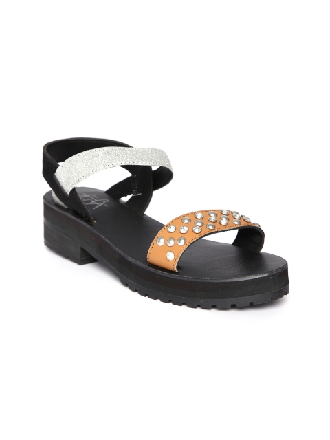 

Zebba Women Brown & Silver-Toned Flats