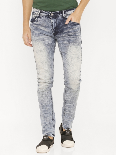 

Rex Straut Jeans Men Blue Tapered Fit Mid-Rise Clean Look Stretchable Jeans