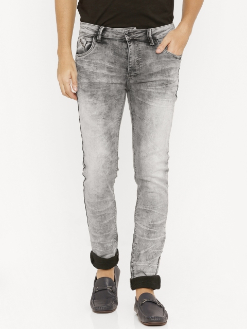 

Rex Straut Jeans Men Grey Tapered Fit Mid-Rise Clean Look Stretchable Jeans