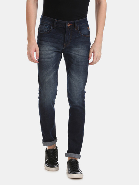 

Flying Machine Men Blue Tapered Fit Mid-Rise Clean Look Stretchable Jeans