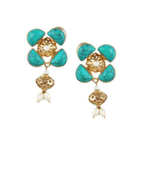 

Silvermerc Designs Gold-Plated & Green Sterling Silver Handcrafted Classic Drop Earrings