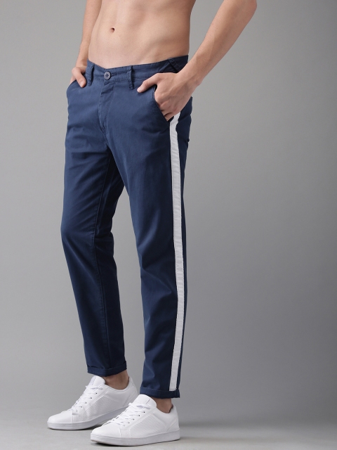 

HERE&NOW Men Blue Slim Fit Solid Regular Trousers