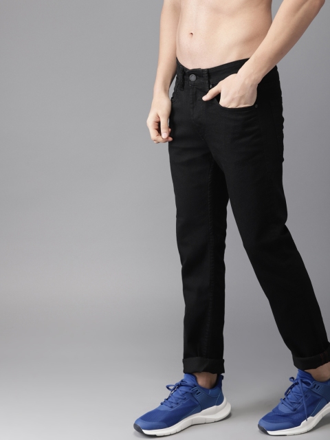 

HERE&NOW Men Black Slim Fit Mid-Rise Clean Look Stretchable Jeans