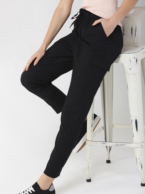 

Mast & Harbour Women Black Regular Fit Solid Trousers