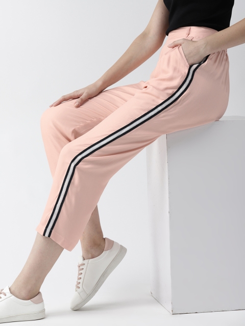

Mast & Harbour Women Peach-Coloured Regular Fit Solid Trousers