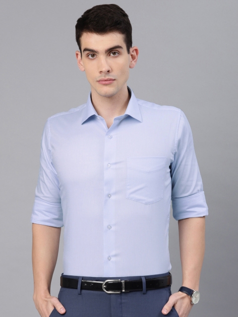 

Van Heusen Men Blue & White Slim Fit Self Design Formal Shirt