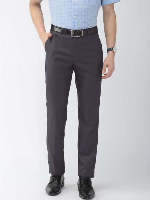 

Park Avenue Men Charcoal Grey Slim Fit Solid Formal Trousers