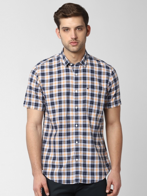 

Peter England Casuals Men Navy Blue & White Slim Fit Checked Casual Shirt