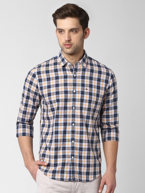 

Peter England Casuals Men Navy Blue & White Slim Fit Checked Casual Shirt