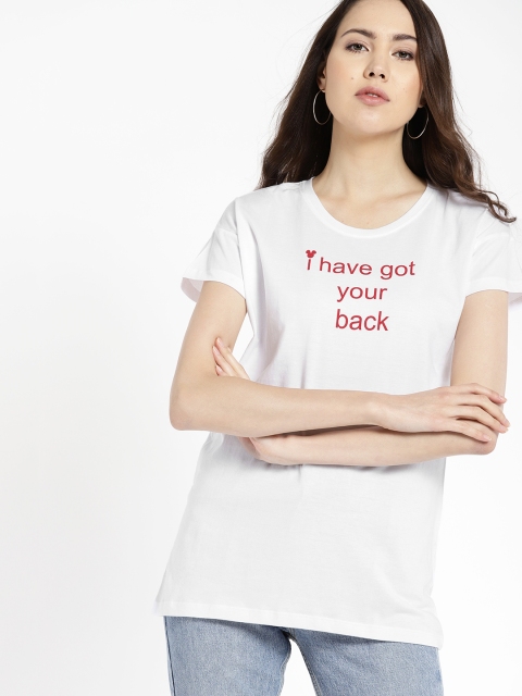 

Kook N Keech Disney Women White Printed Round Neck T-shirt
