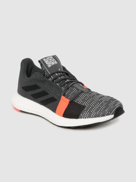 

ADIDAS Men Charcoal Grey & White Woven Design Senseboost Go Running Shoes