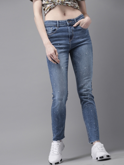 

Moda Rapido Women Blue Skinny Fit High-Rise Clean Look Stretchable Paint Splatter Jeans