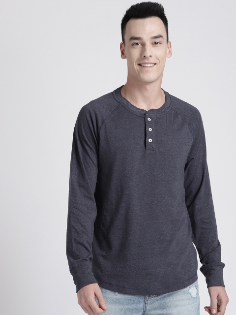 

GAP Men's Marled Henley, Navy blue