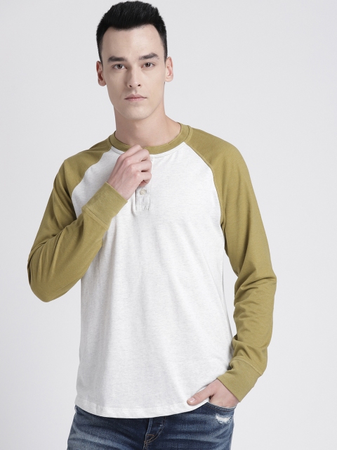 

GAP Men's Long Sleeve Colorblock Henley T-Shirt, Off white