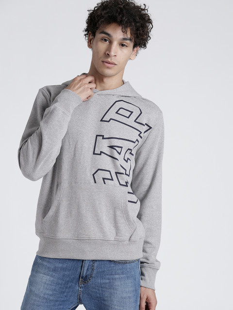 

GAP Men's Grey Melange Logo Fleece Hoodie