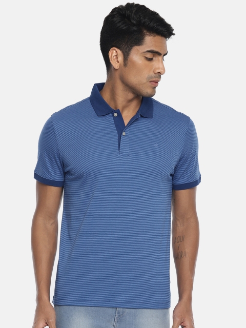 

Calvin Klein Jeans Men Blue Striped Polo Collar T-shirt