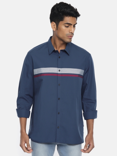 

Calvin Klein Jeans Men Blue Regular Fit Striped Casual Shirt