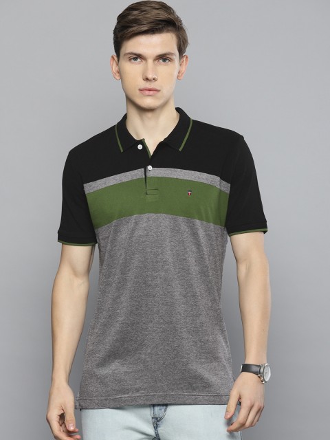 

Louis Philippe Sport Men Black Regular Fit Colourblocked Polo Collar T-shirt