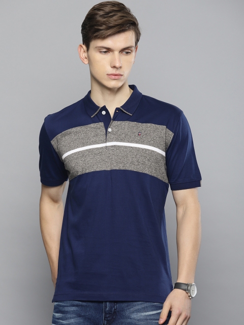 

Louis Philippe Sport Men Navy Blue Regular Fit Colourblocked Polo Collar T-shirt