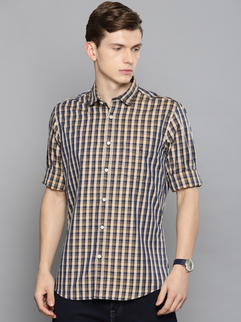 

Louis Philippe Sport Men Khaki & Blue Slim Fit Checked Casual Shirt