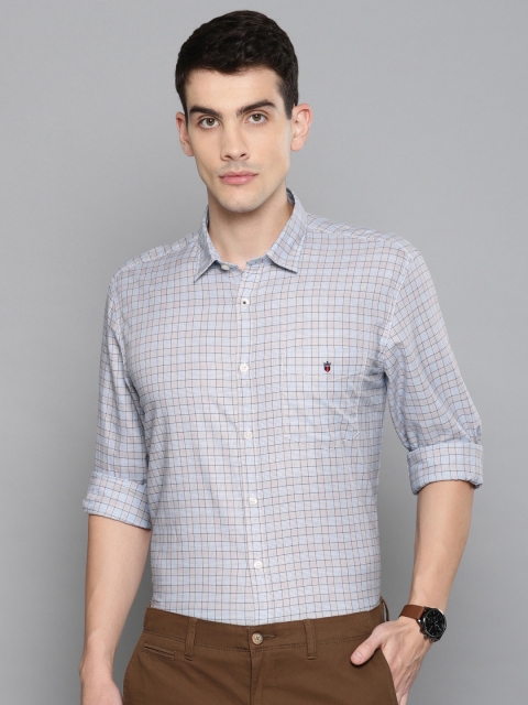 

Louis Philippe Sport Men Blue & Brown Slim Fit Checked Casual Shirt