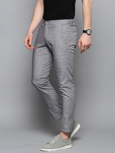 

Louis Philippe Sport Men Grey Slim Fit Checked Cropped Regular Trousers