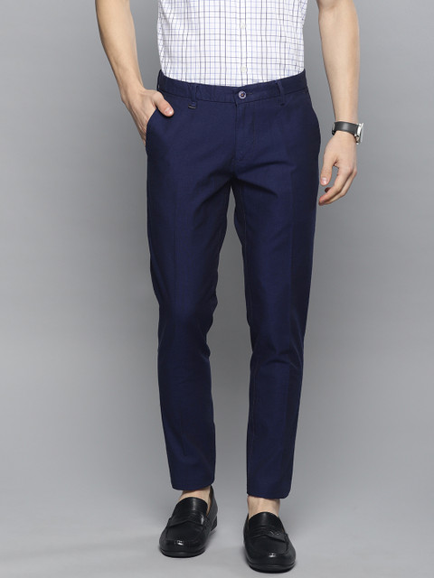 

Louis Philippe Sport Men Navy Blue Comfy Tapered Fit Solid Regular Trousers