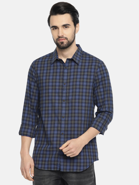

Calvin Klein Jeans Men Blue & Green Regular Fit Checked Casual Shirt