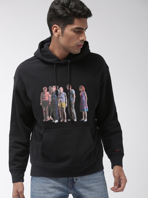 

Levis x Stranger Things Men Black Printed Hooded Sweatshirt