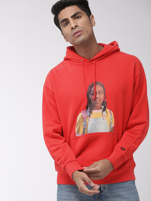 

Levis x Stranger Things Men Red Printed Hooded Sweatshirt