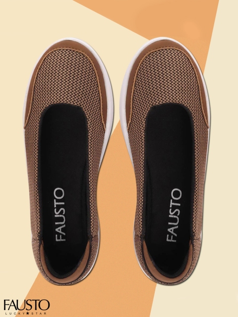 

FAUSTO Women Tan Brown Slip-On Sneakers