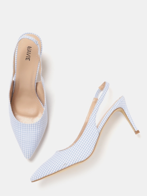 

Lavie Women Blue & White Checked Pumps