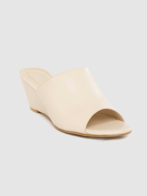

Lavie Women Beige Solid Heeled Mules