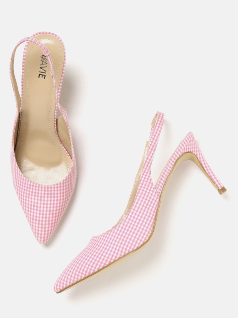 

Lavie Women Pink & White Checked Pumps