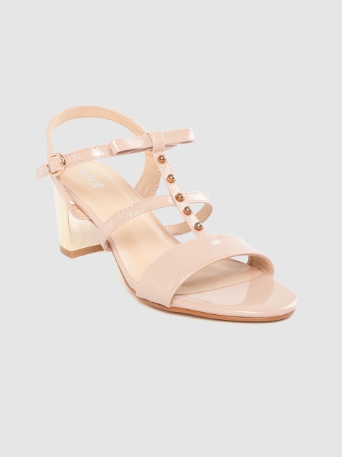 

Lavie Women Nude-Coloured Solid Bow Detail Block Heels, Beige