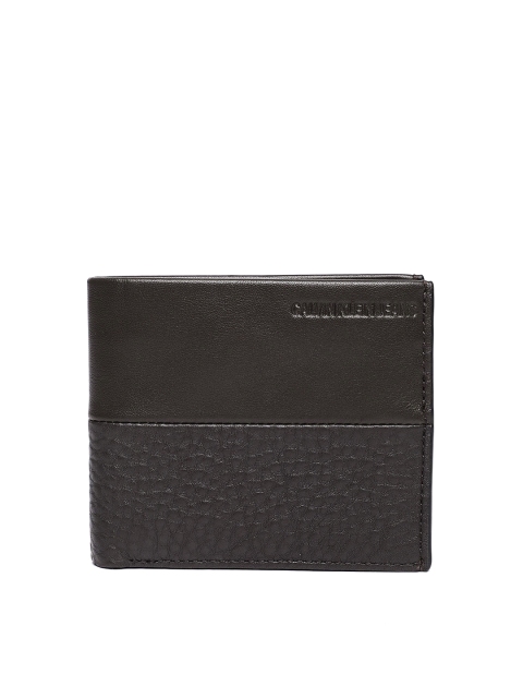

Calvin Klein Men Brown Textured Two Fold Leather Wallet