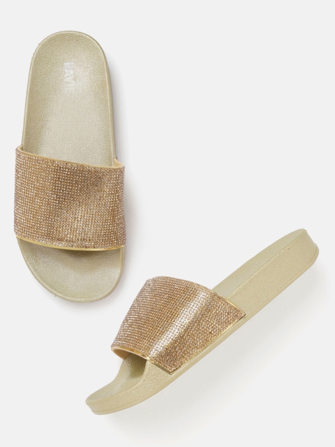 

Lavie Women Gold-Toned Embellished Open Toe Flats