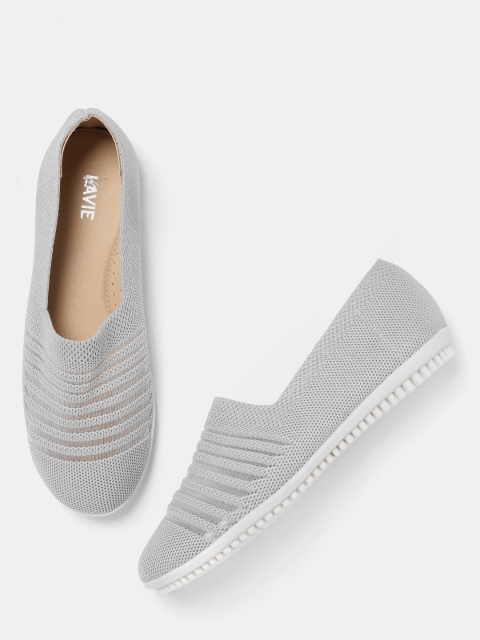

Lavie Women Grey Striped Slip-On Sneakers