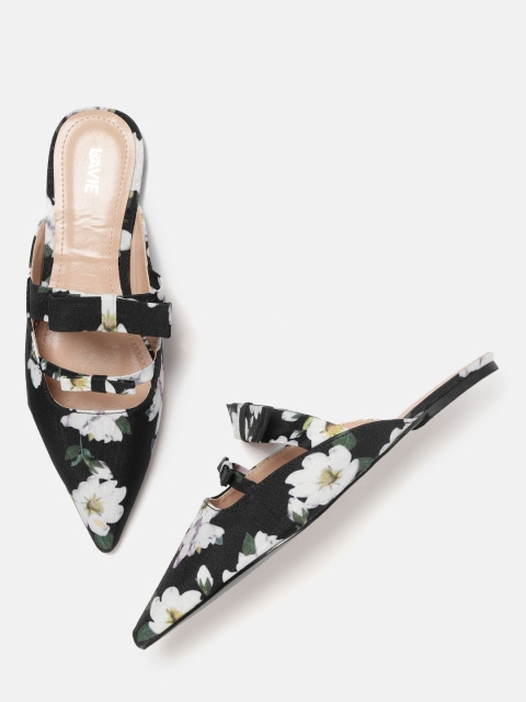 

Lavie Women Black & White Floral Print Mules