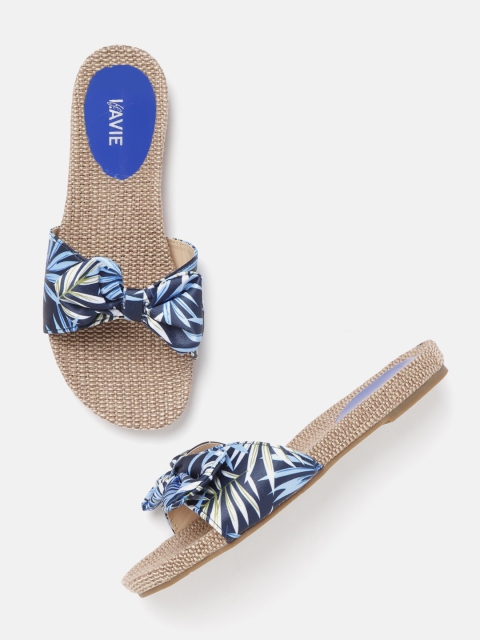 

Lavie Women Navy Blue & White Printed Open Toe Flats