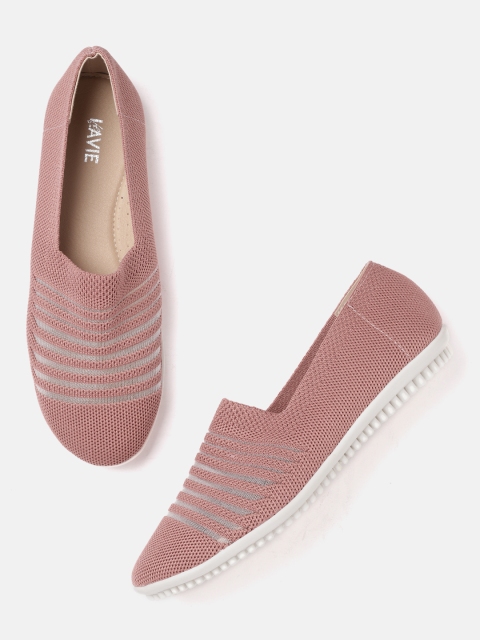 

Lavie Women Dusty Pink Striped Slip-On Sneakers