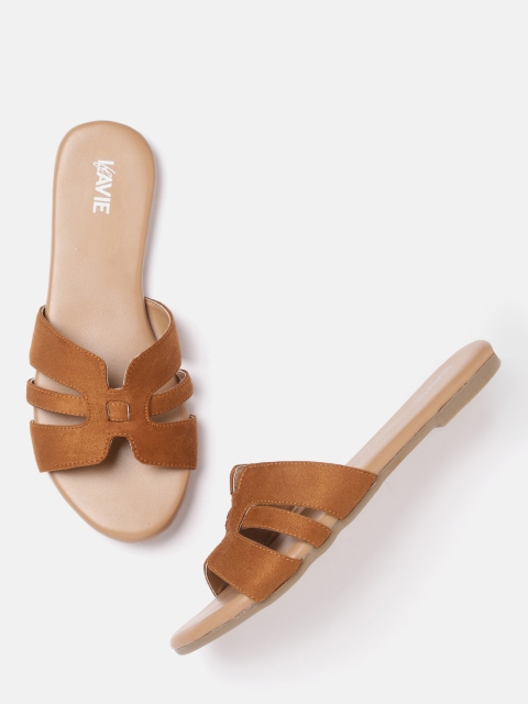 

Lavie Women Mustard Brown Solid Open Toe Flats