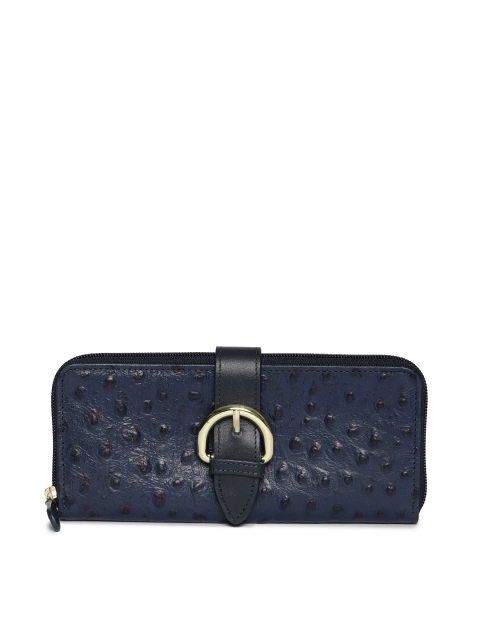 

Hidesign Women Navy Blue Textured Leather Zip Around Wallet