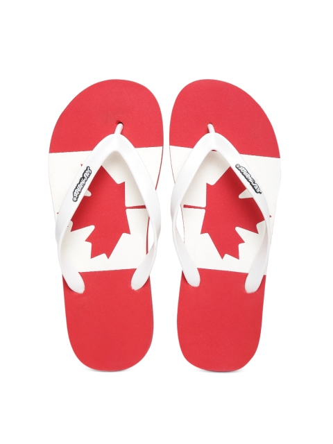

Solethreads Men White & Red Printed Flip-Flops