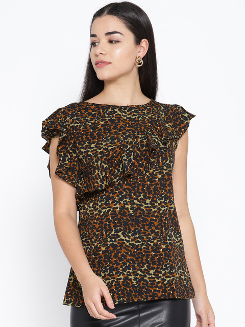 

Karmic Vision Women Brown & Black Animal Print Top