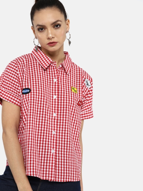 

Kook N Keech Disney Women Red & White Regular Fit Checked Casual Shirt