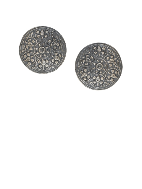 

ADORN by Nikita Ladiwala Silver-Toned Circular Studs